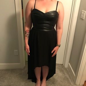 BCBG leather bustier high low dress